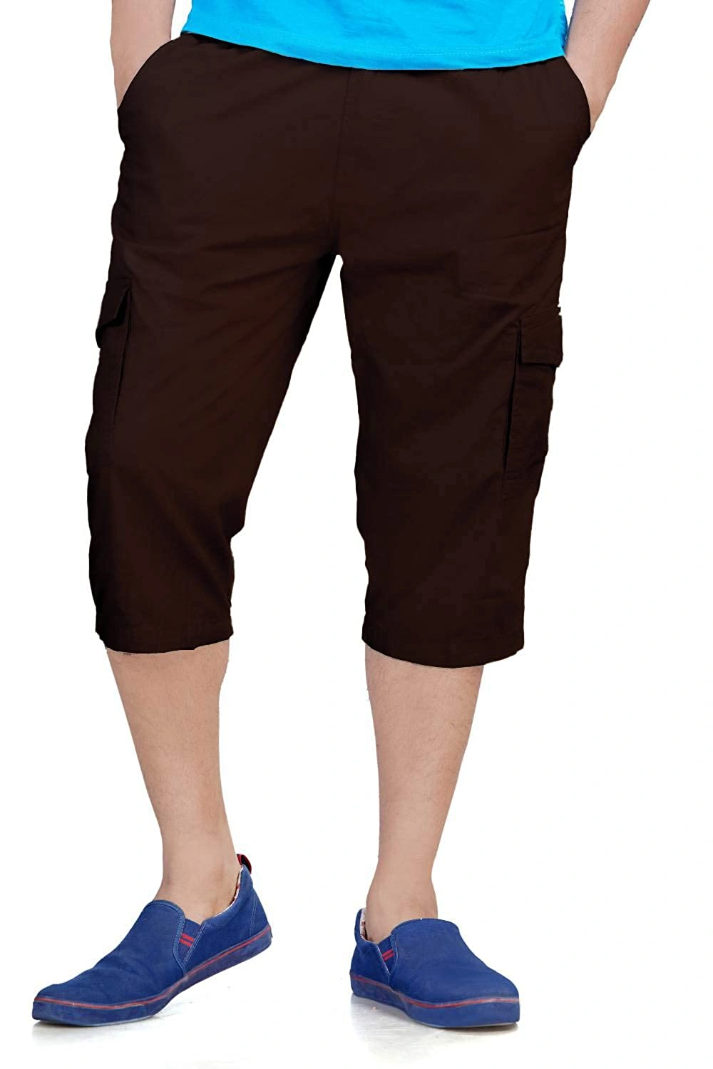 Buy Threadbare Men Black Three Fourth Length Linen Blend Cargo Trousers  online